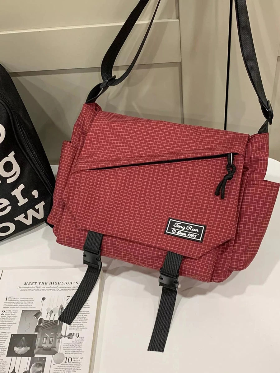 Plaid Buckle Flap Crossbody Bag - 