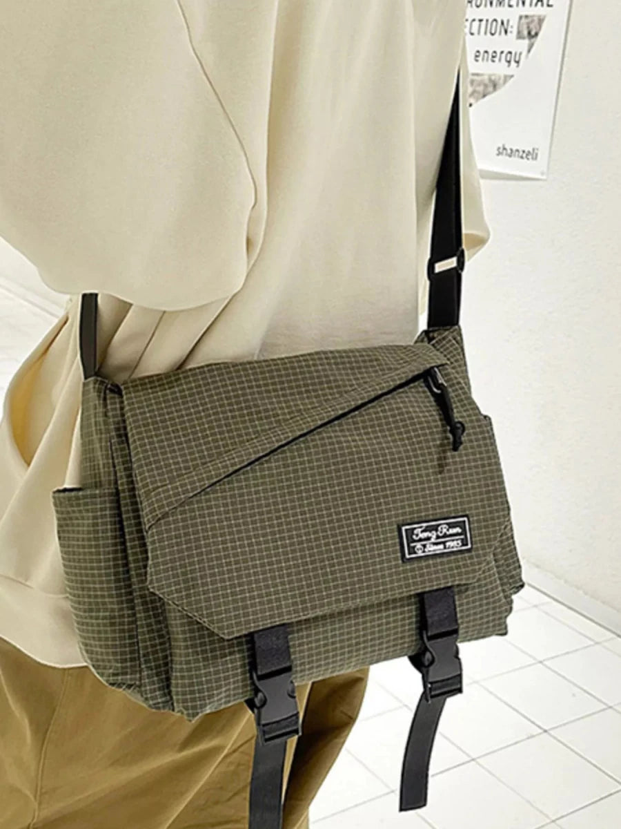 Plaid Buckle Flap Crossbody Bag - 