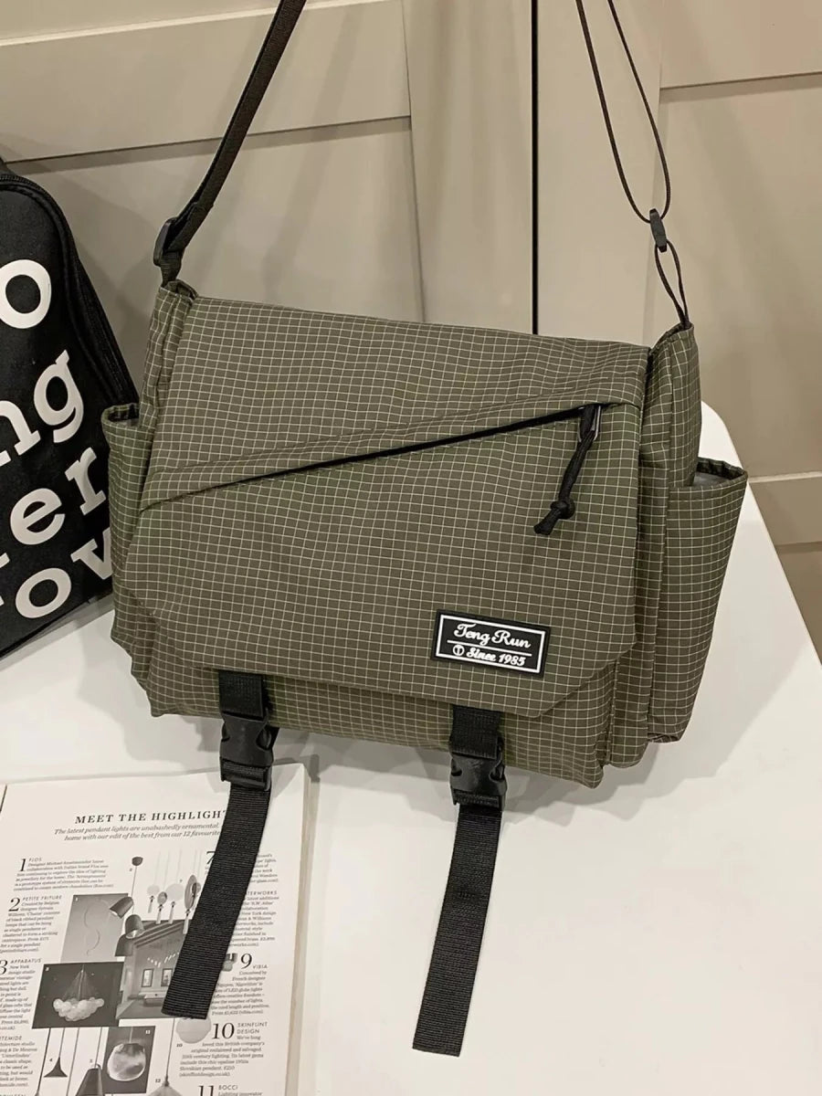 Plaid Buckle Flap Crossbody Bag - 