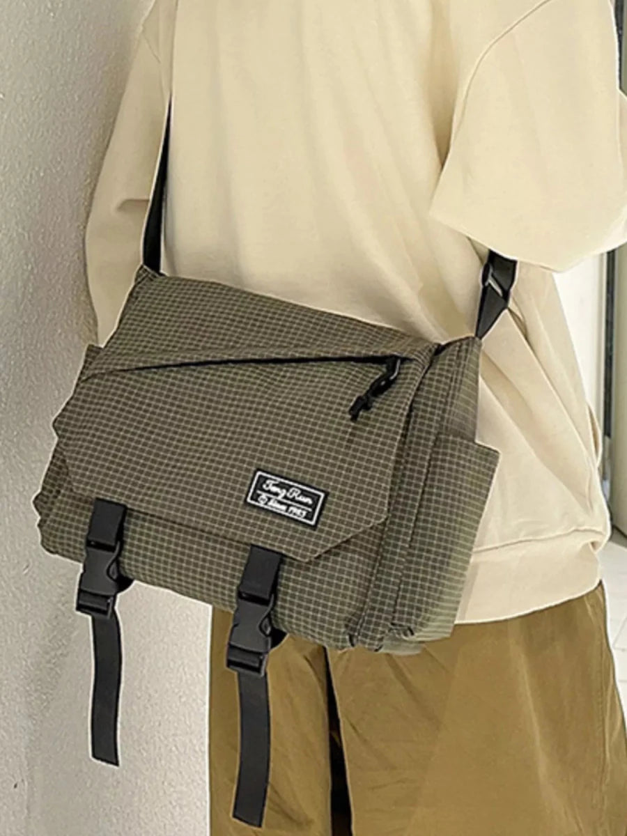 Plaid Buckle Flap Crossbody Bag - 