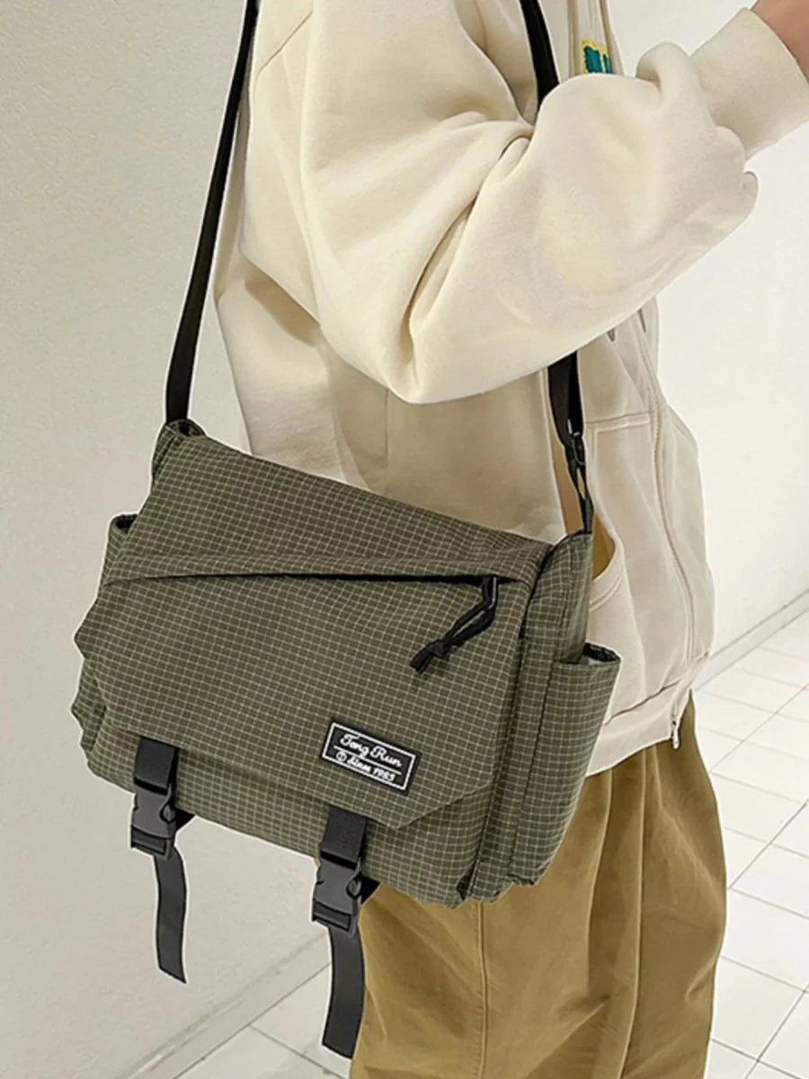 Plaid Buckle Flap Crossbody Bag - 