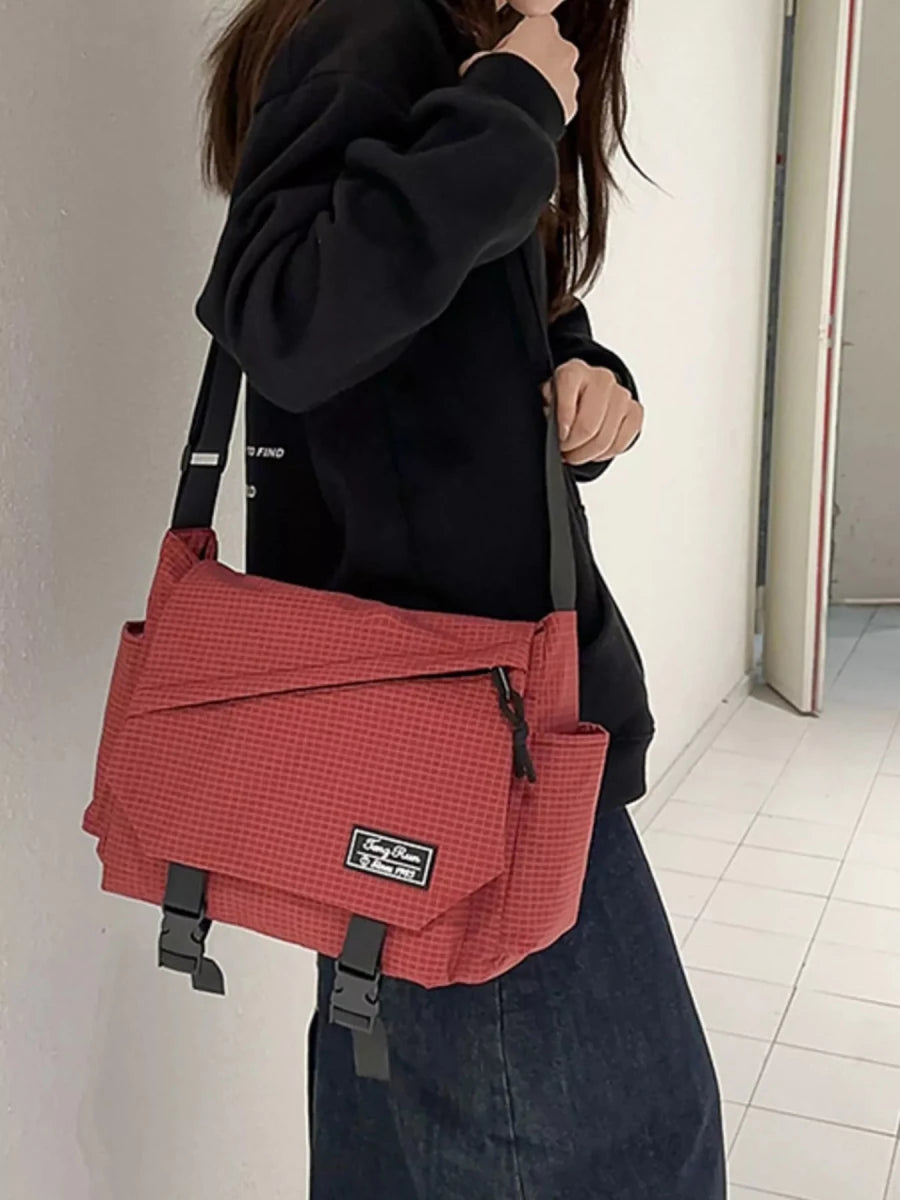 Plaid Buckle Flap Crossbody Bag - 
