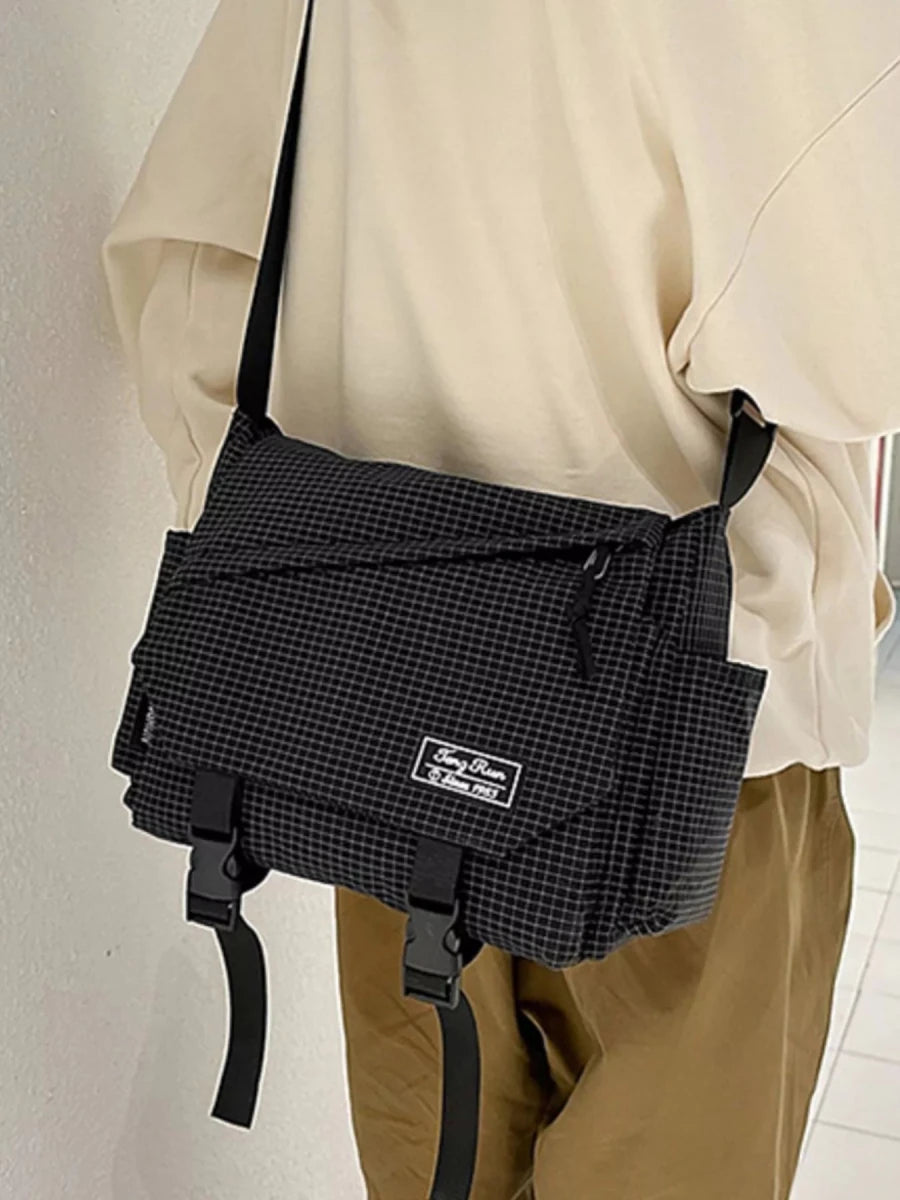 Plaid Buckle Flap Crossbody Bag - 