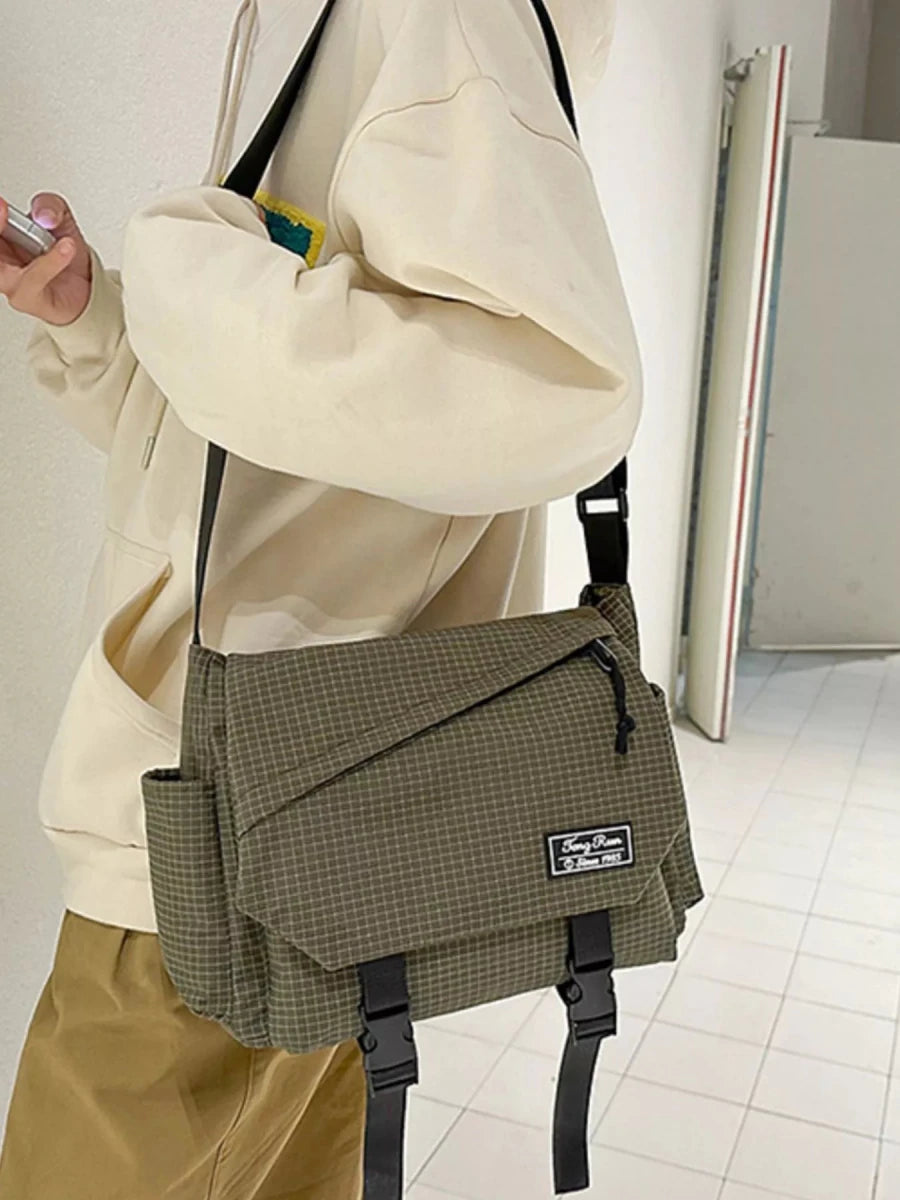 Plaid Buckle Flap Crossbody Bag - 