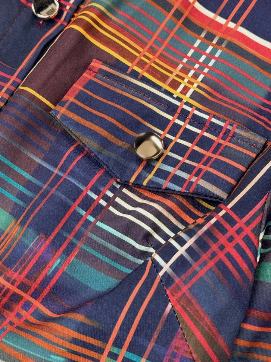 Plaid Button Front Maxi Shirt Dress - 
