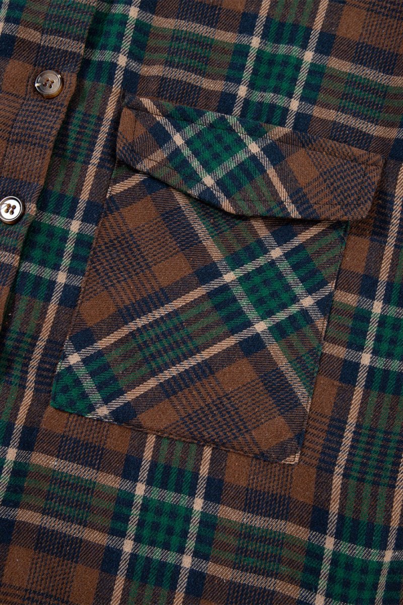 Plaid Button Up Long Sleeve Jacket - Outerwear