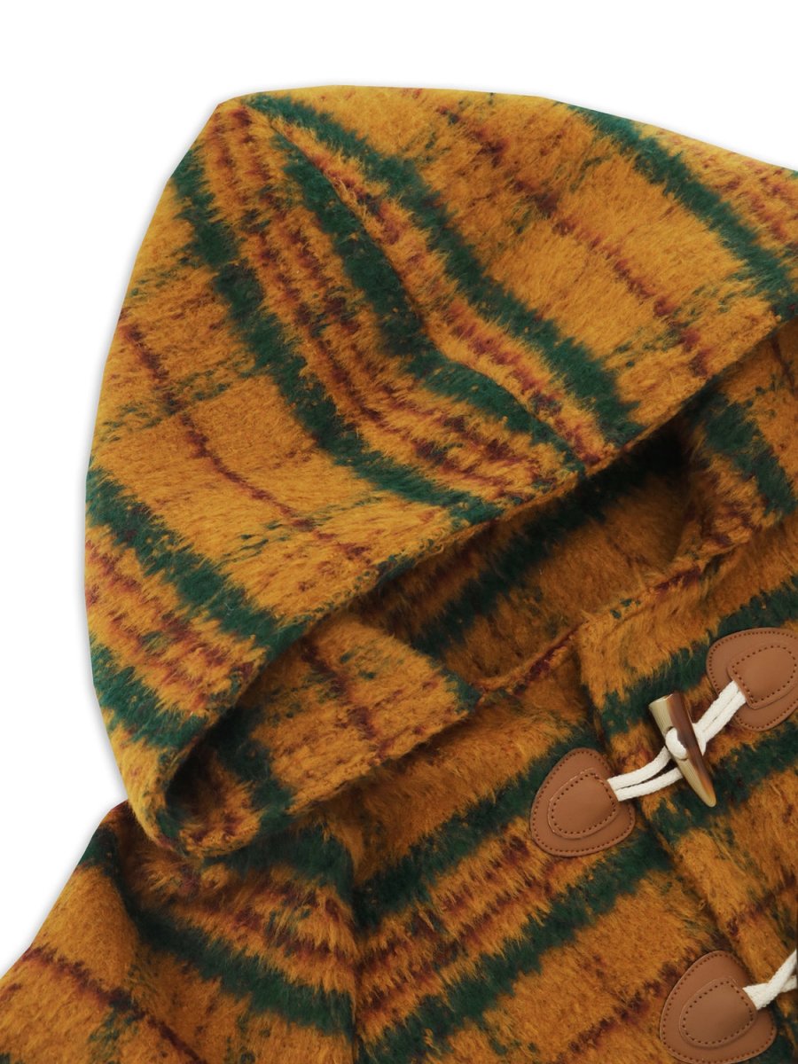 Plaid Long Sleeve Hooded Coat with Pockets - Outerwear