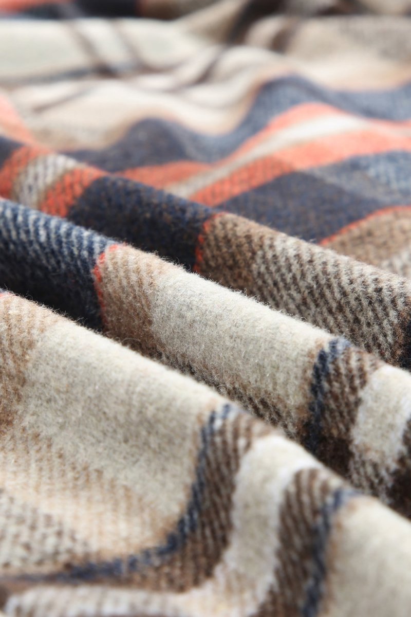 Plaid Longline Jacket with Pockets - Outerwear