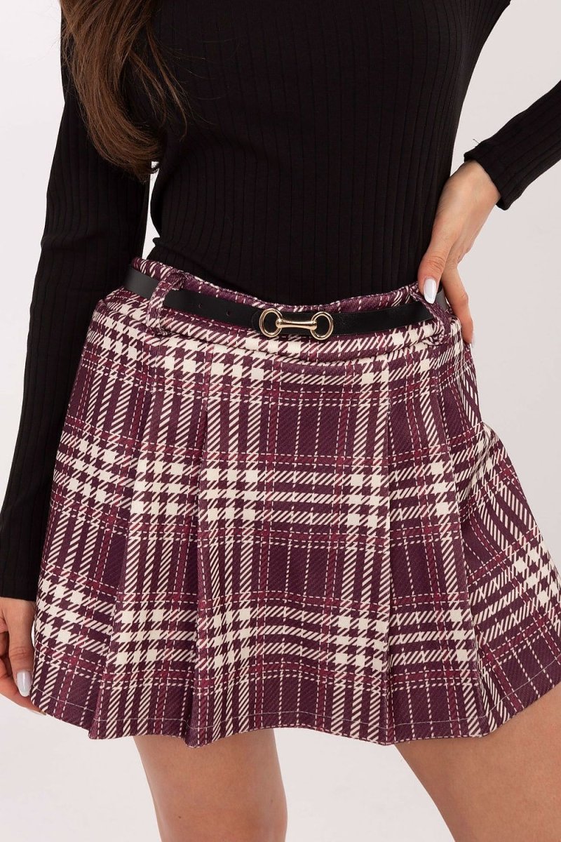 Plaid Skirt Shorts with Belt - 