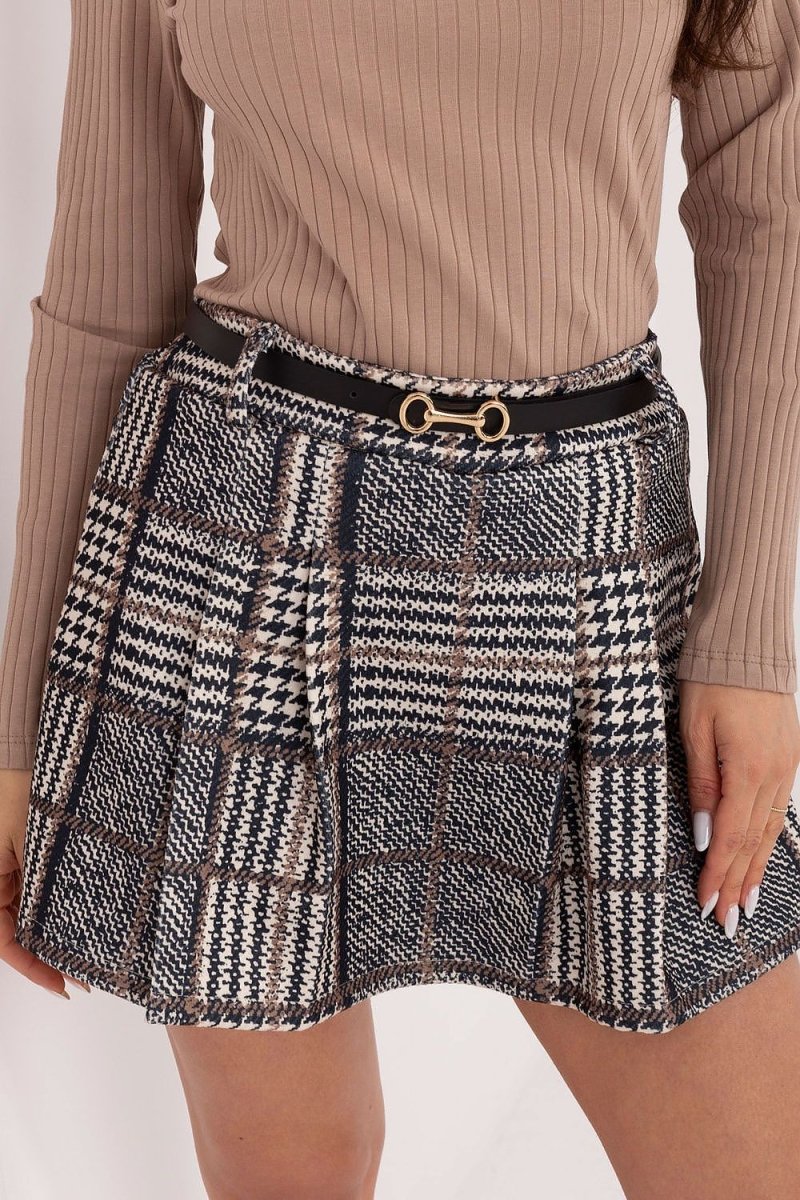 Plaid Skirt Shorts with Belt - 