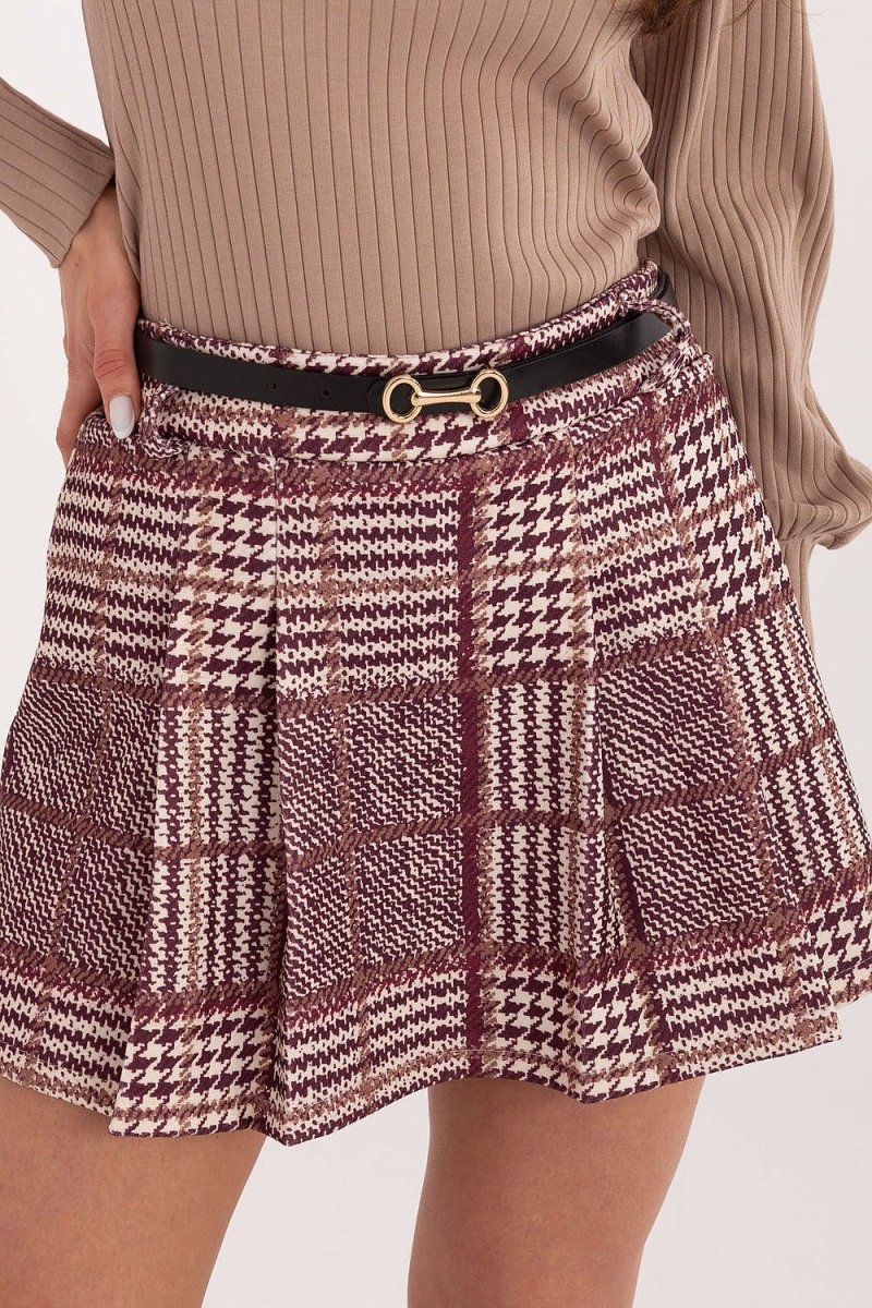 Plaid Skirt Shorts with Belt - 