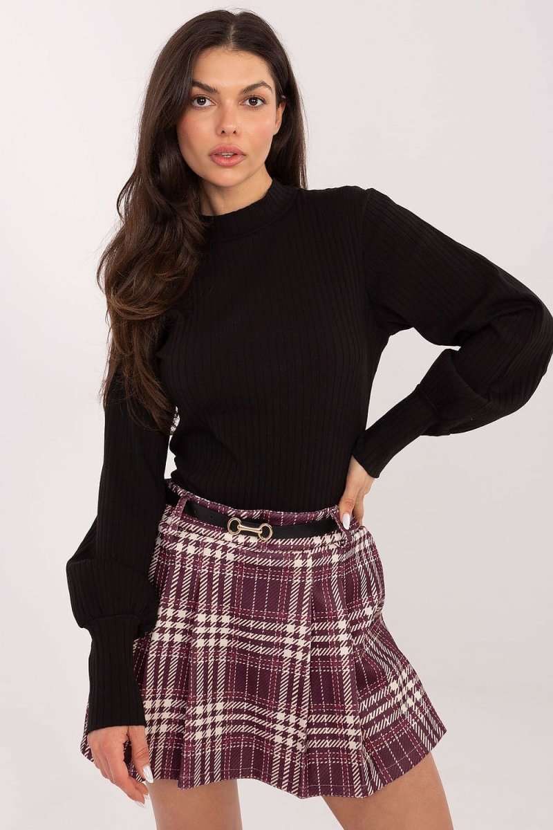 Plaid Skirt Shorts with Belt - 