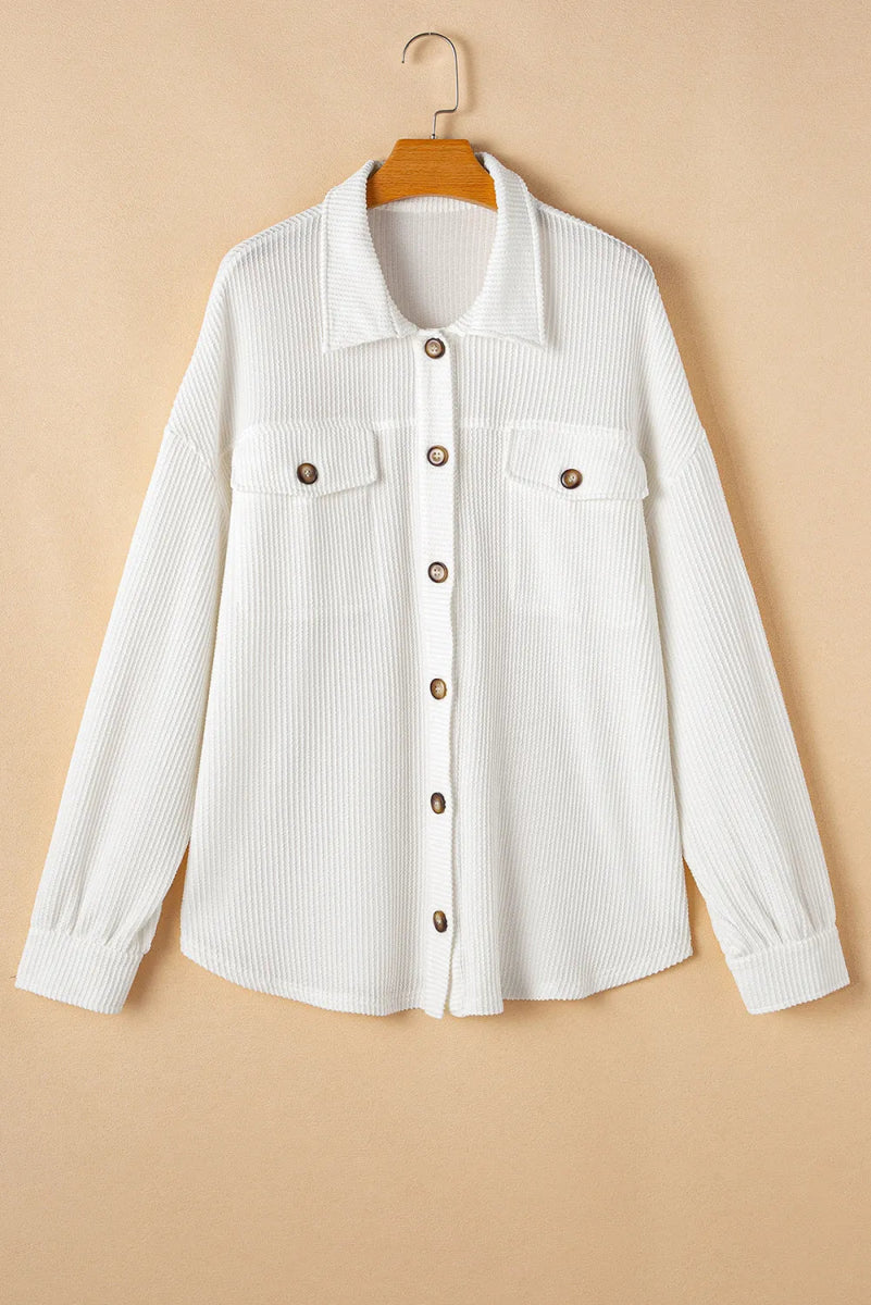 Plus Size Button Up Long Sleeve Jacket - Outerwear