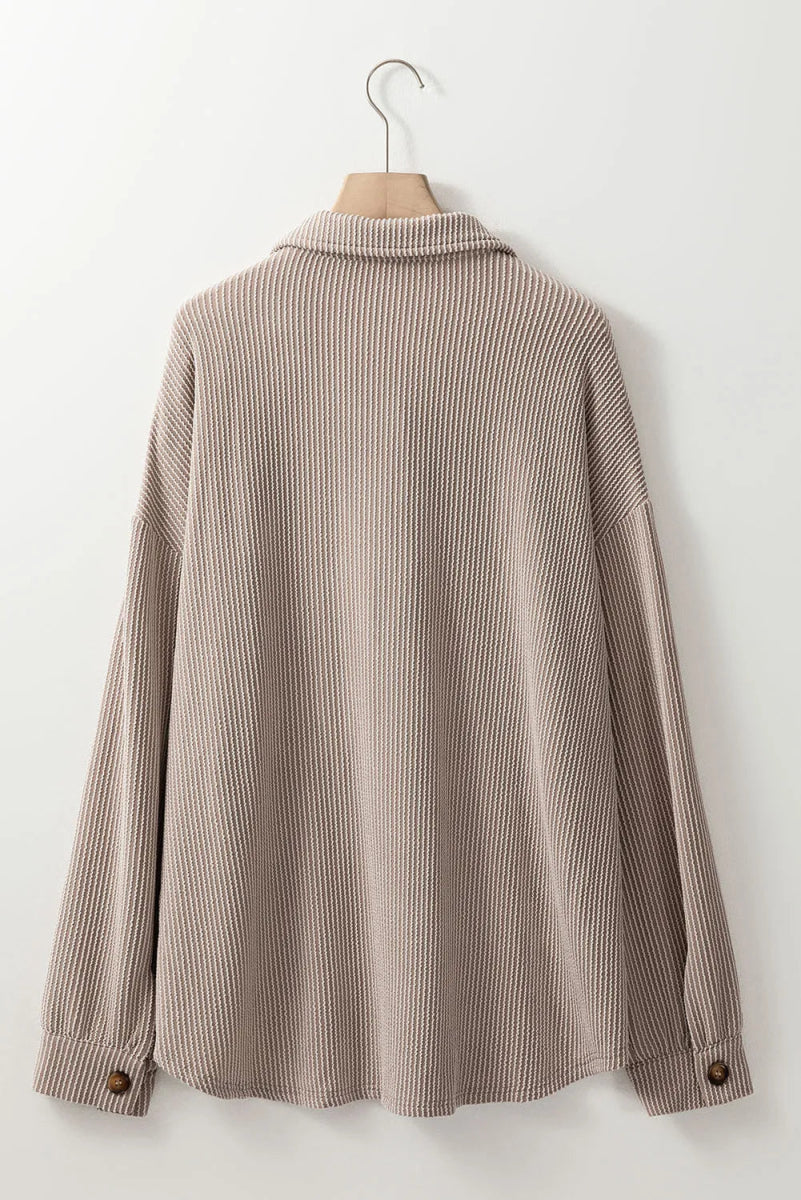 Plus Size Button Up Long Sleeve Jacket - Outerwear