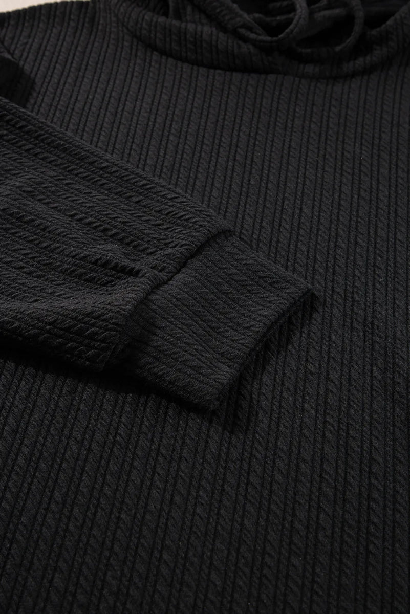 Plus Size Drawstring Dropped Shoulder Hoodie and Shorts Set - Short Suit