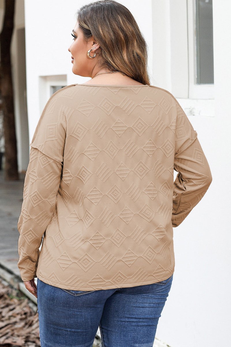 Plus Size Exposed Seam Dropped Shoulder T-Shirt - Top