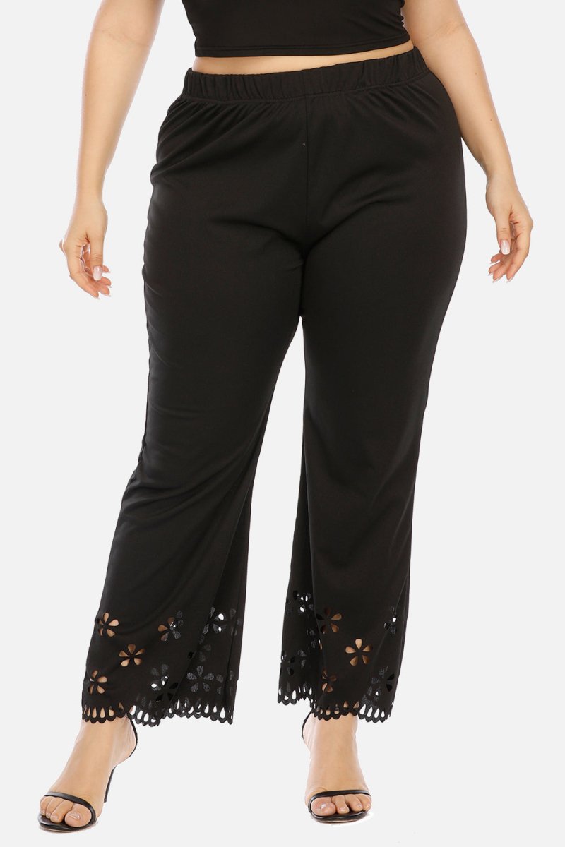 Plus Size Openwork Detail Pants - Bottoms