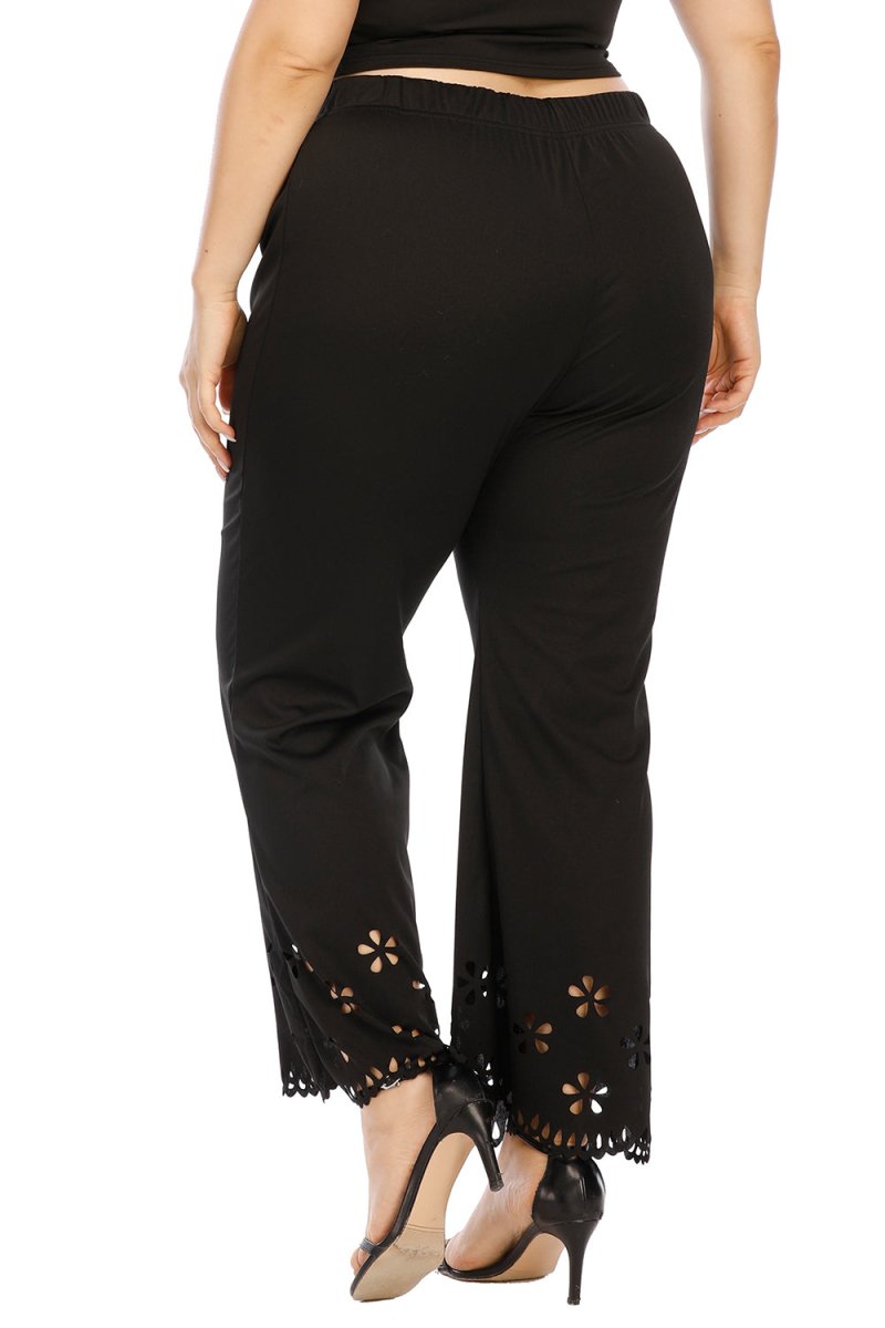 Plus Size Openwork Detail Pants - Bottoms