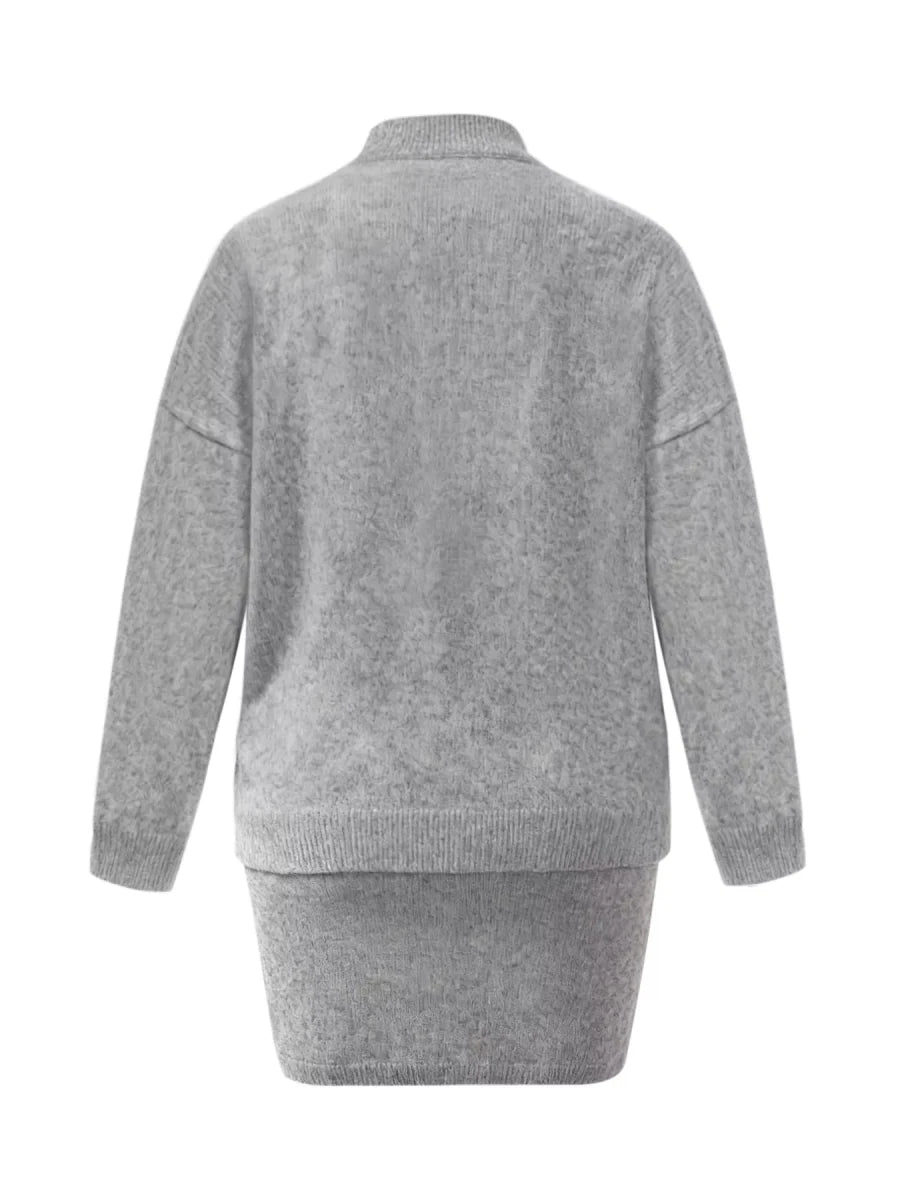 Plus Size Round Neck Sweater Set - 