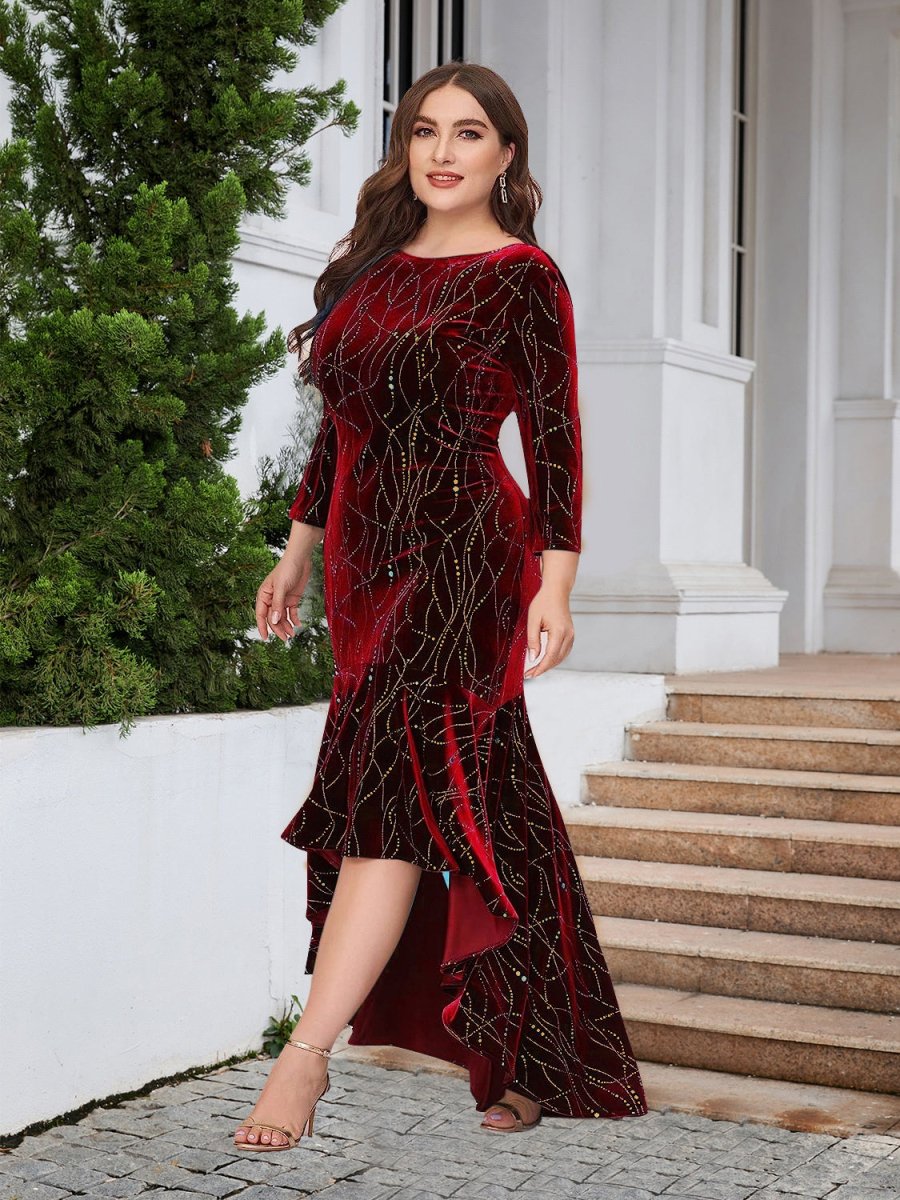 Plus Size Ruffle Hem High - Low Dress - Cocktail Dress