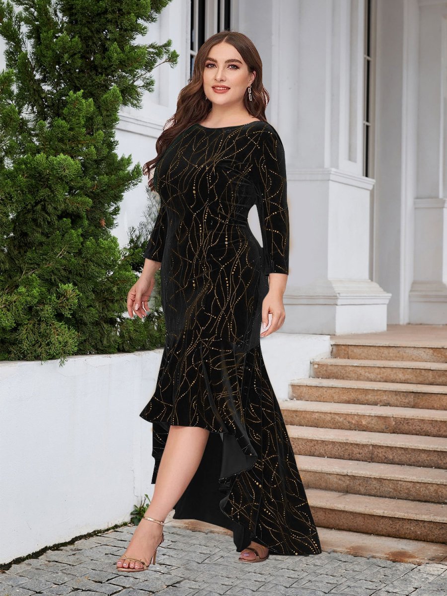 Plus Size Ruffle Hem High - Low Dress - Cocktail Dress