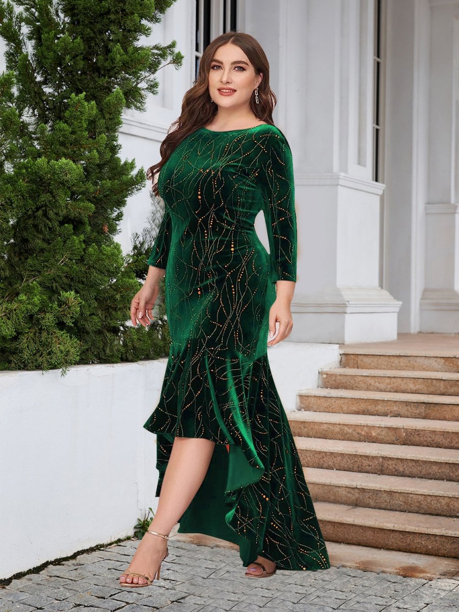 Plus Size Ruffle Hem High - Low Dress - Cocktail Dress