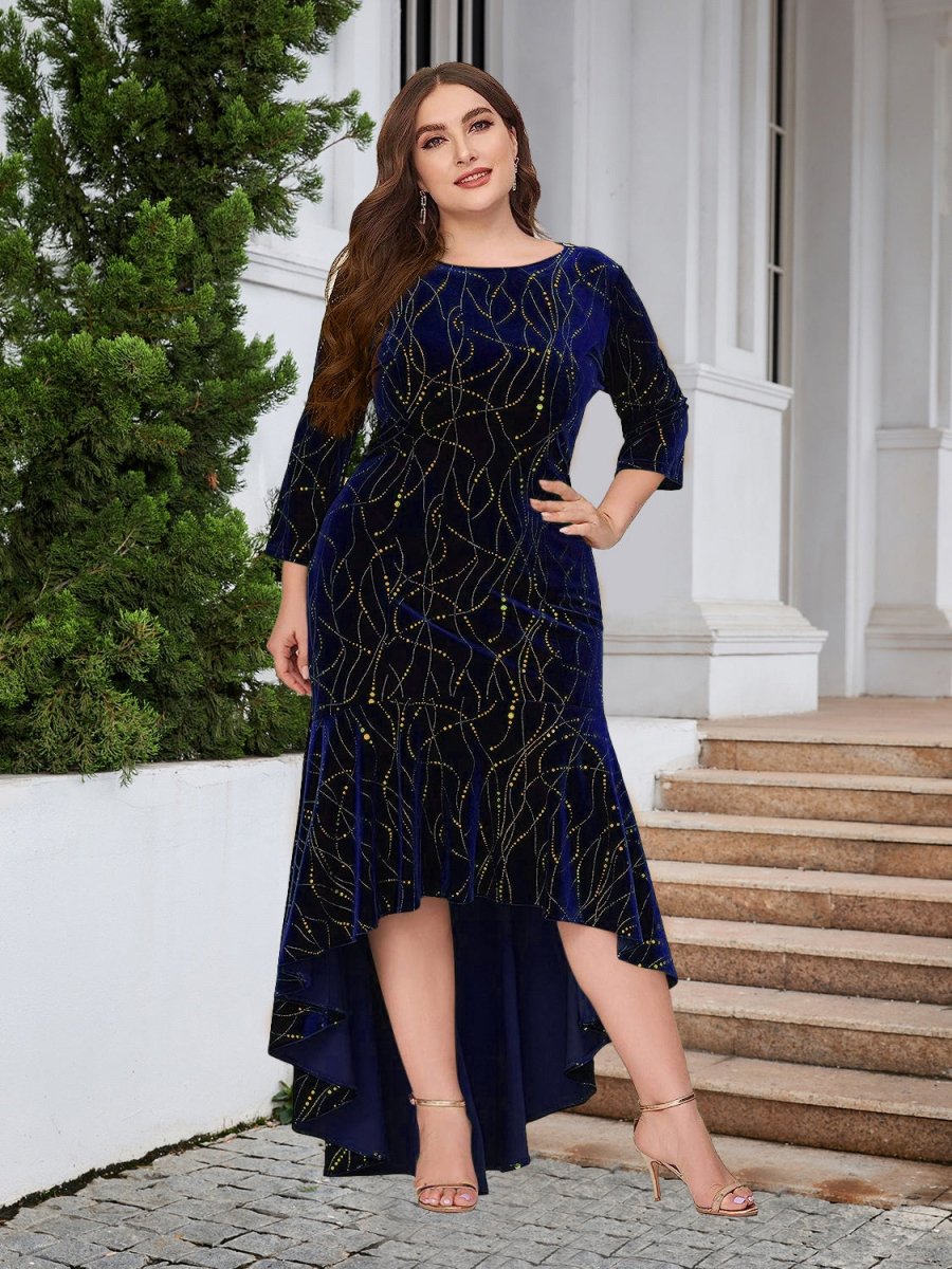 Plus Size Ruffle Hem High - Low Dress - Cocktail Dress