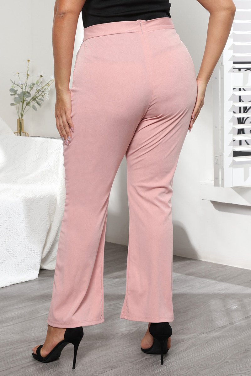 Plus Size Seamed Detail Plain Pants - Bottoms