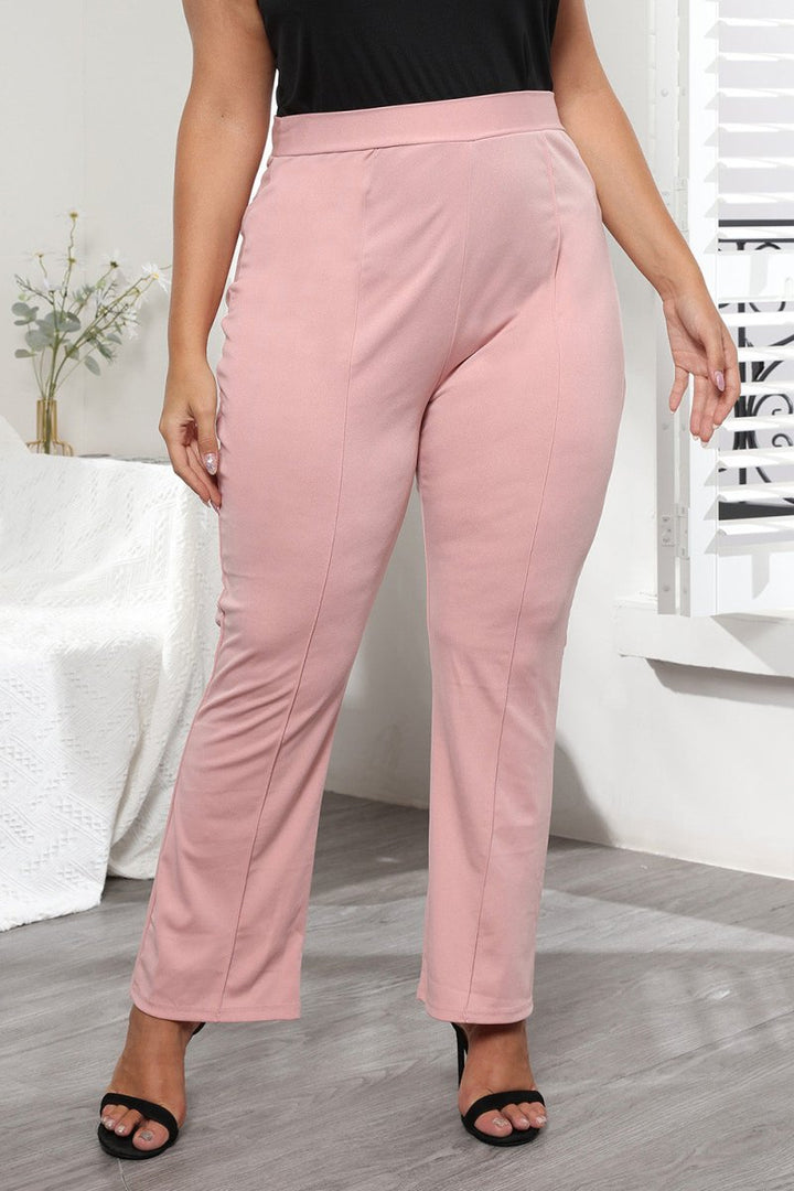 Plus Size Seamed Detail Plain Pants - Bottoms