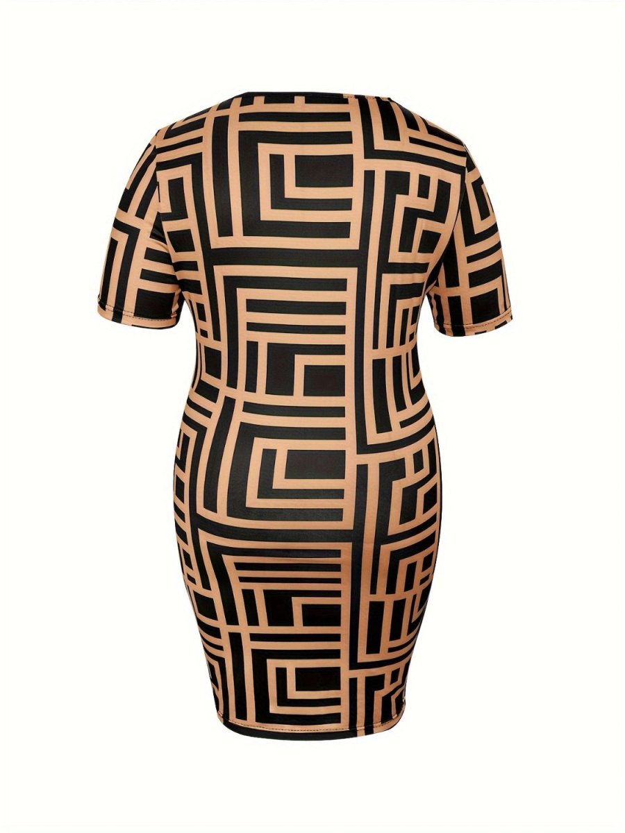 Plus Size Sweetheart Neck Short Sleeve Mini Dress - Formal Dress