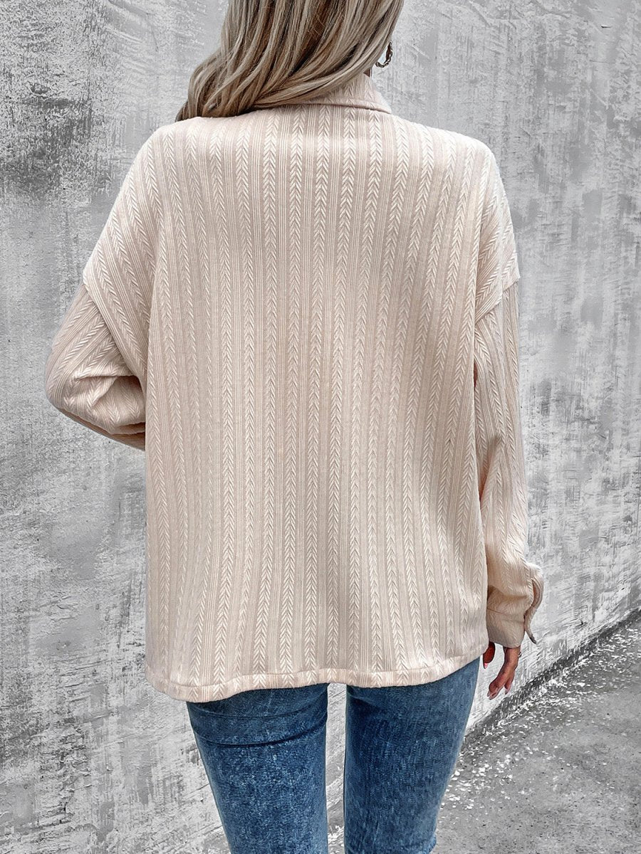 Pocketed Button Up Dropped Shoulder Jacket - Outerwear