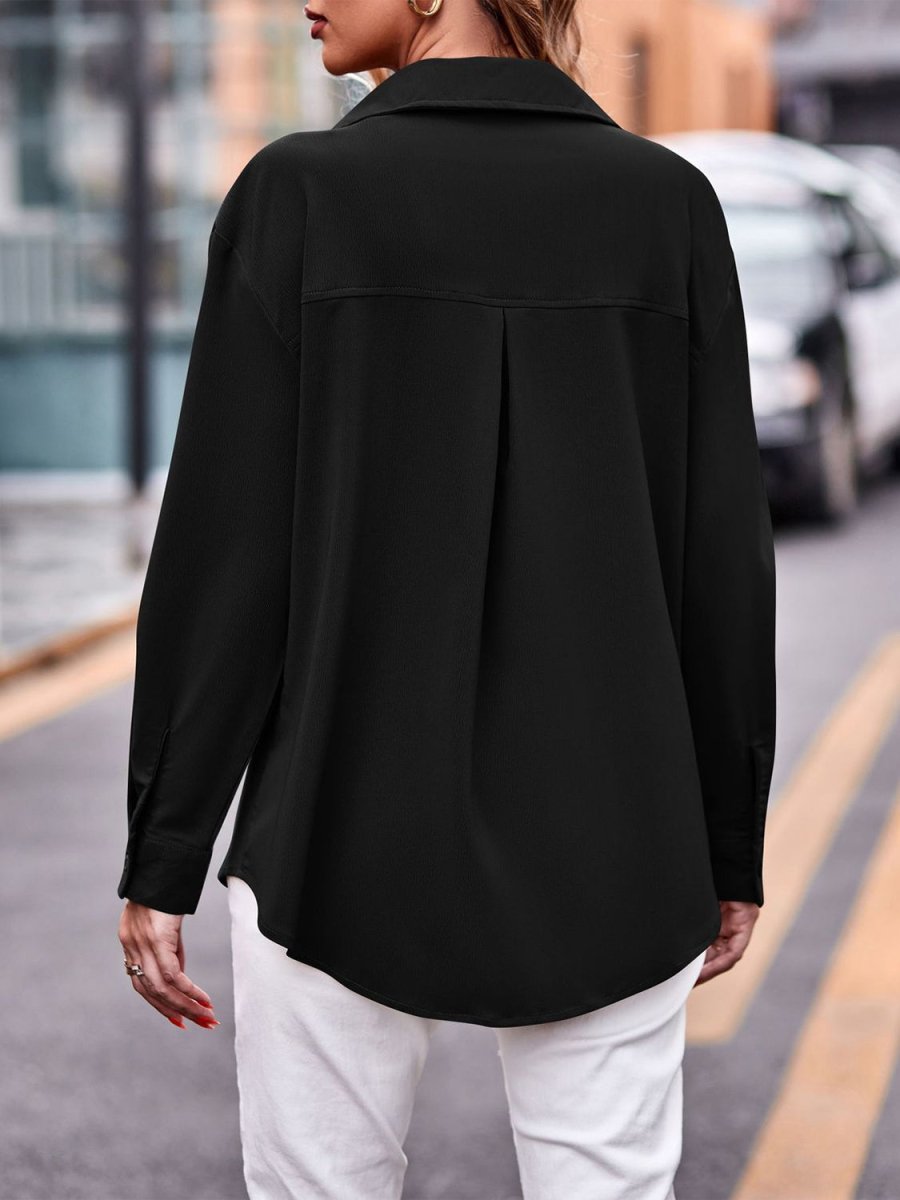 Pocketed Button Up Dropped Shoulder Shacket - Outerwear