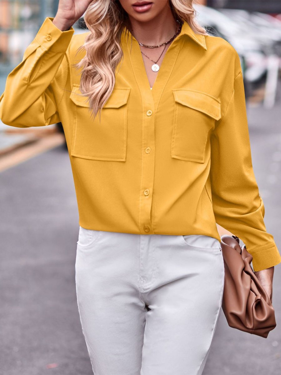 Pocketed Button Up Dropped Shoulder Shacket - Outerwear