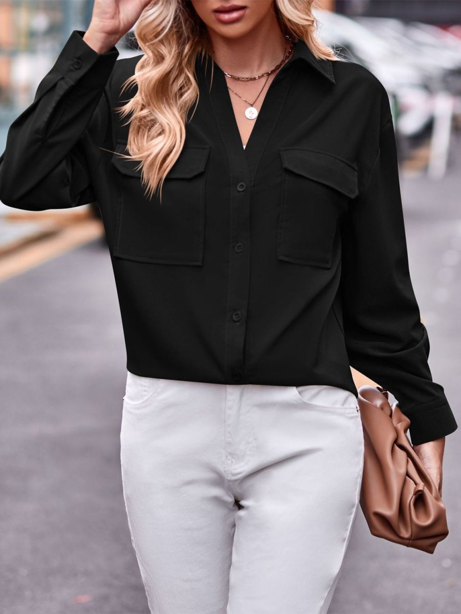 Pocketed Button Up Dropped Shoulder Shacket - Outerwear