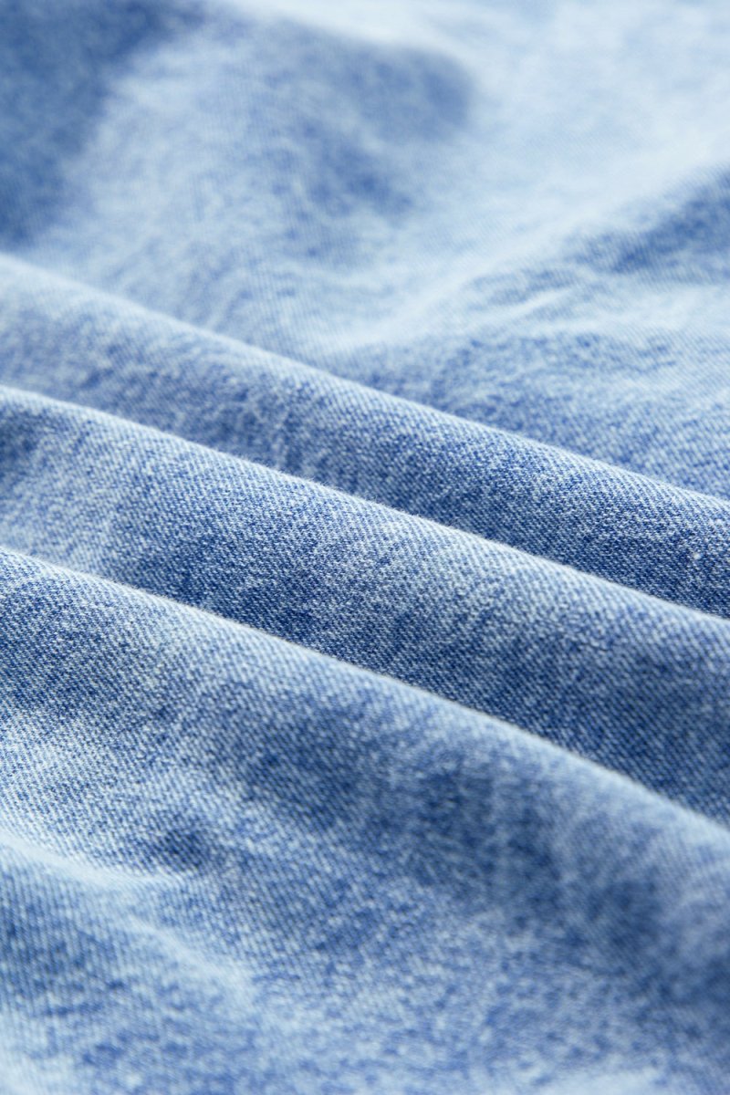 Pocketed Button Up Half Sleeve Denim Dress - Denim Dress