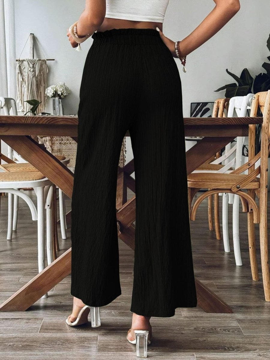 Pocketed Elastic Waist Wide Leg Pants - Bottoms