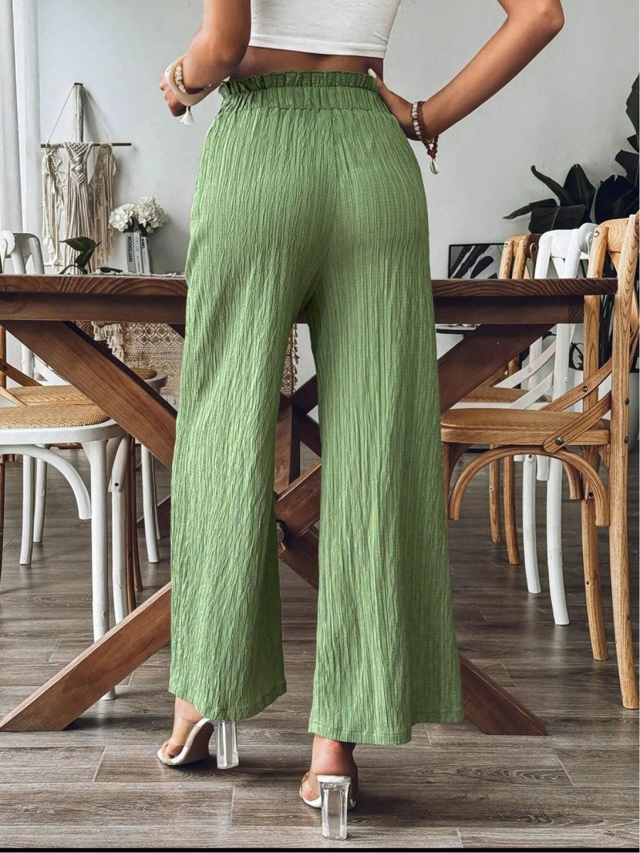 Pocketed Elastic Waist Wide Leg Pants - Bottoms