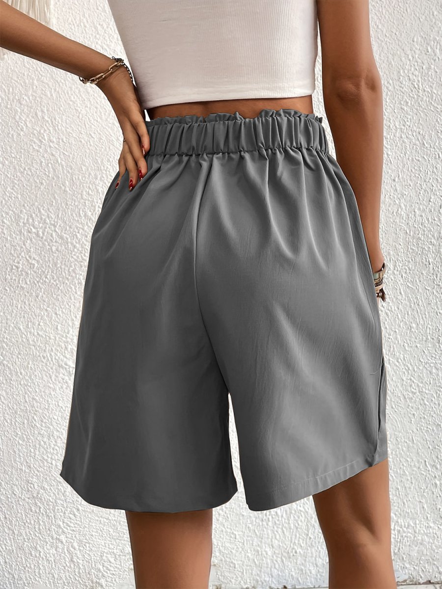 Pocketed Half Elastic Waist Shorts - Bottoms
