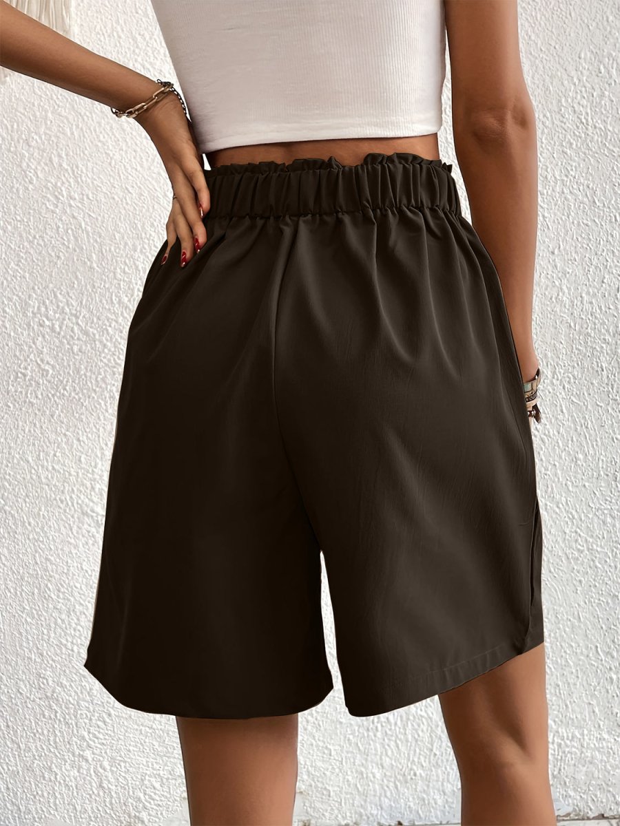 Pocketed Half Elastic Waist Shorts - Bottoms