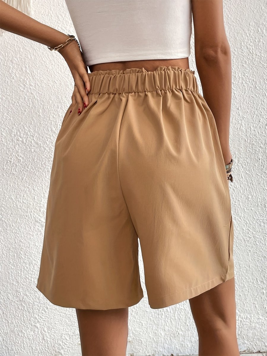 Pocketed Half Elastic Waist Shorts - Bottoms