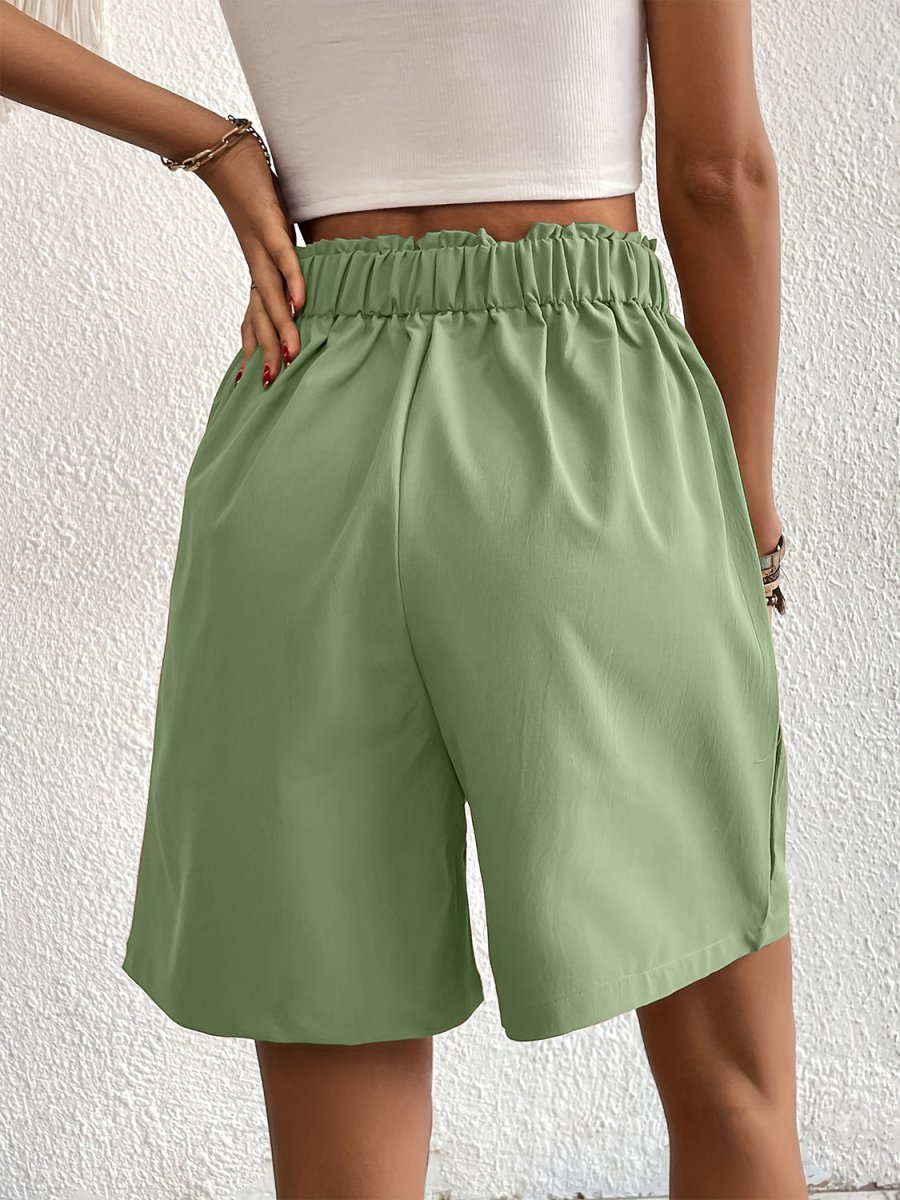 Pocketed Half Elastic Waist Shorts - Bottoms