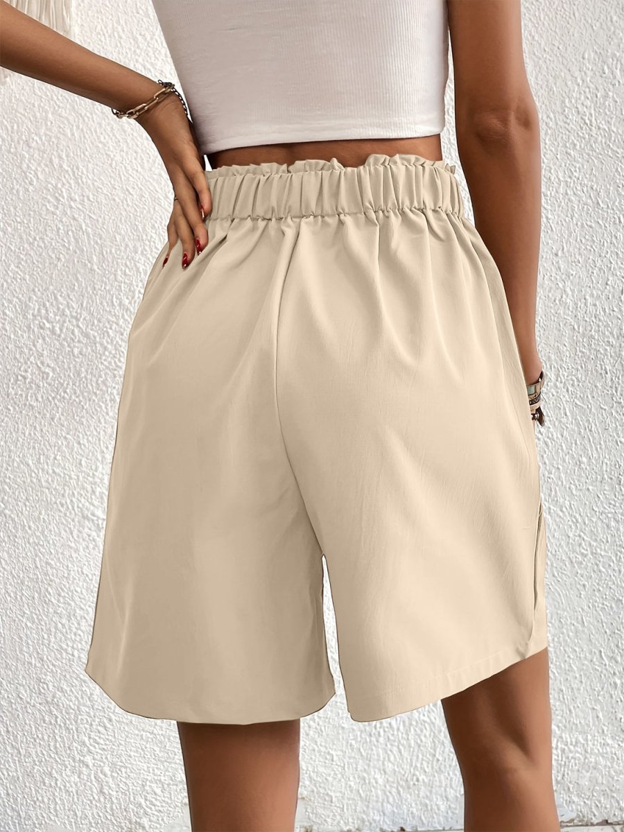 Pocketed Half Elastic Waist Shorts - Bottoms