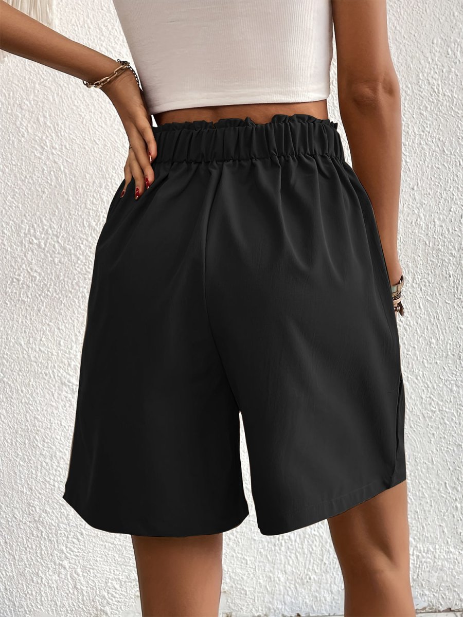 Pocketed Half Elastic Waist Shorts - Bottoms