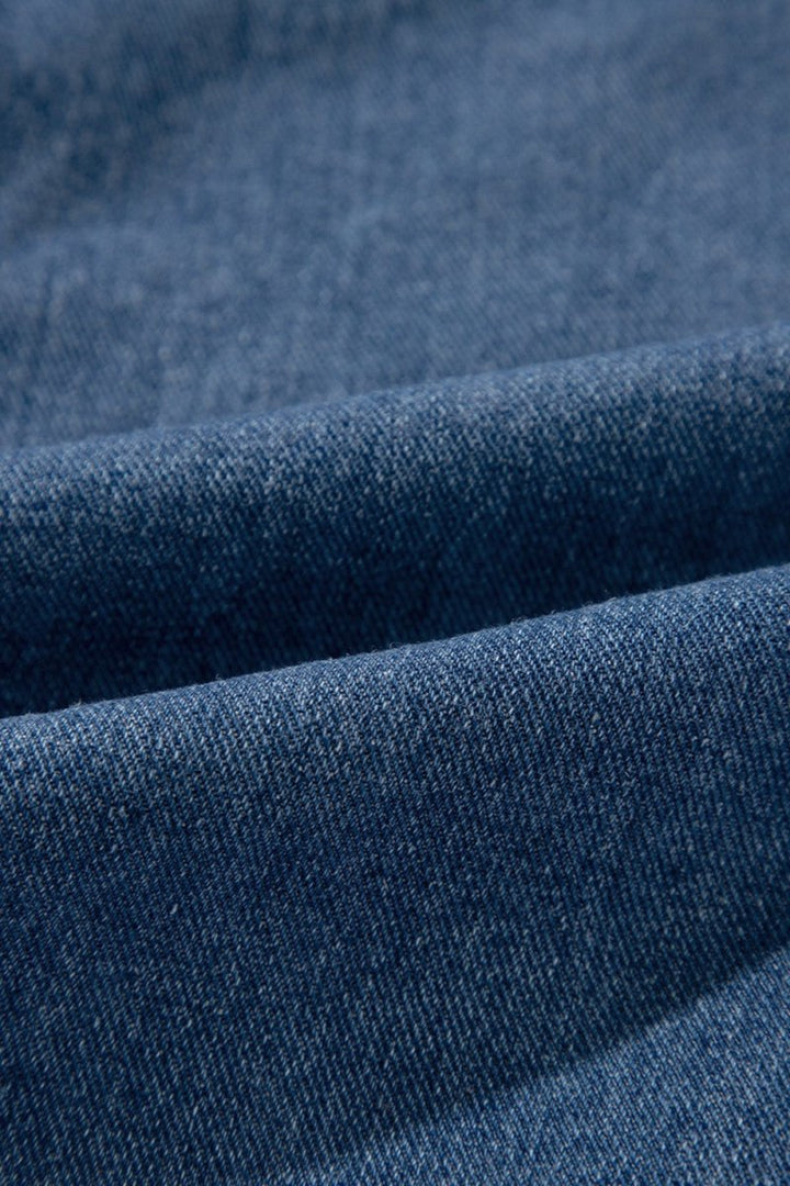 Pocketed Long Sleeve Denim Jacket - Outerwear