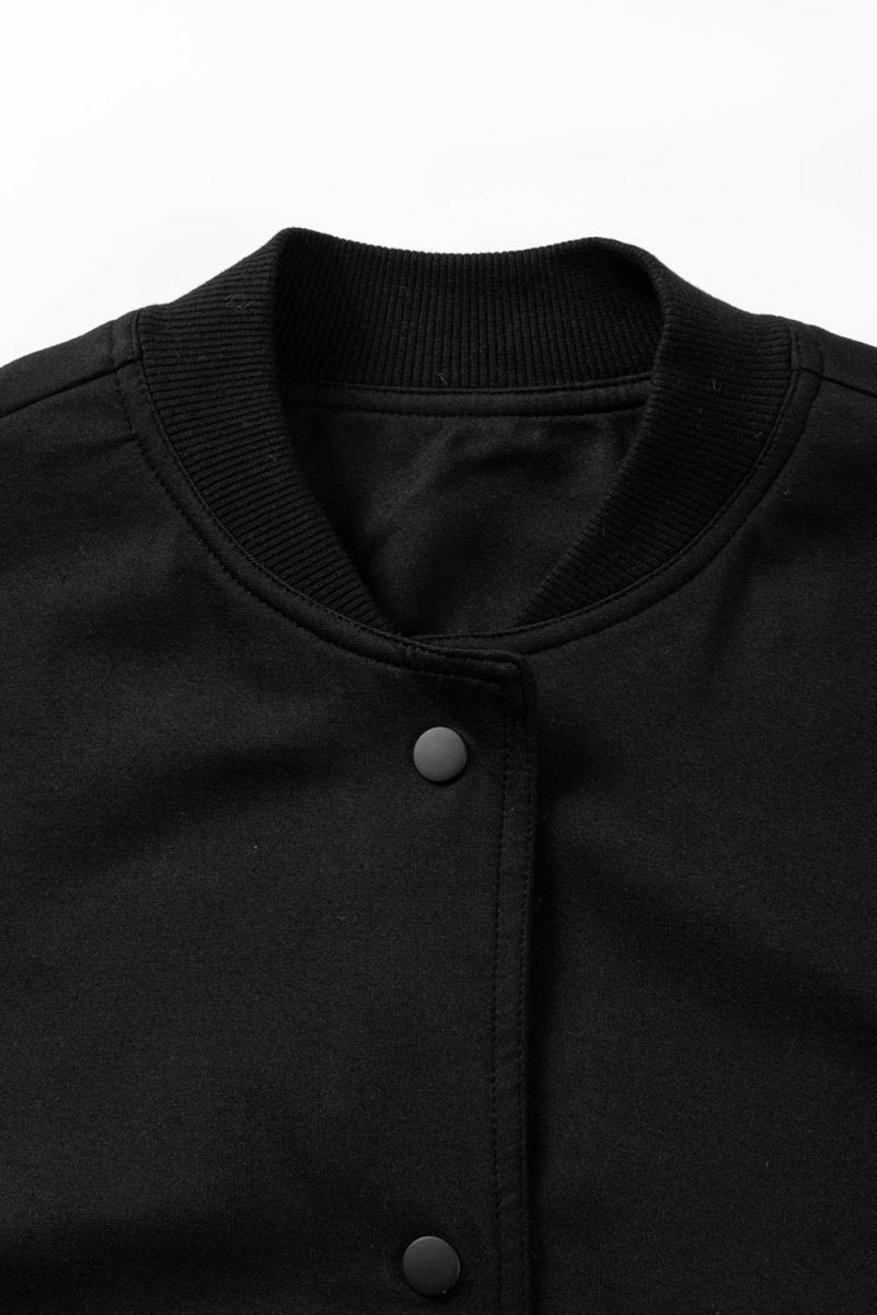 Pocketed Snap Down Long Sleeve Jacket - Outerwear