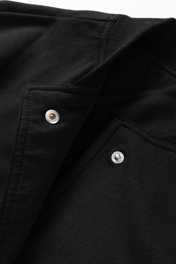 Pocketed Snap Down Long Sleeve Jacket - Outerwear