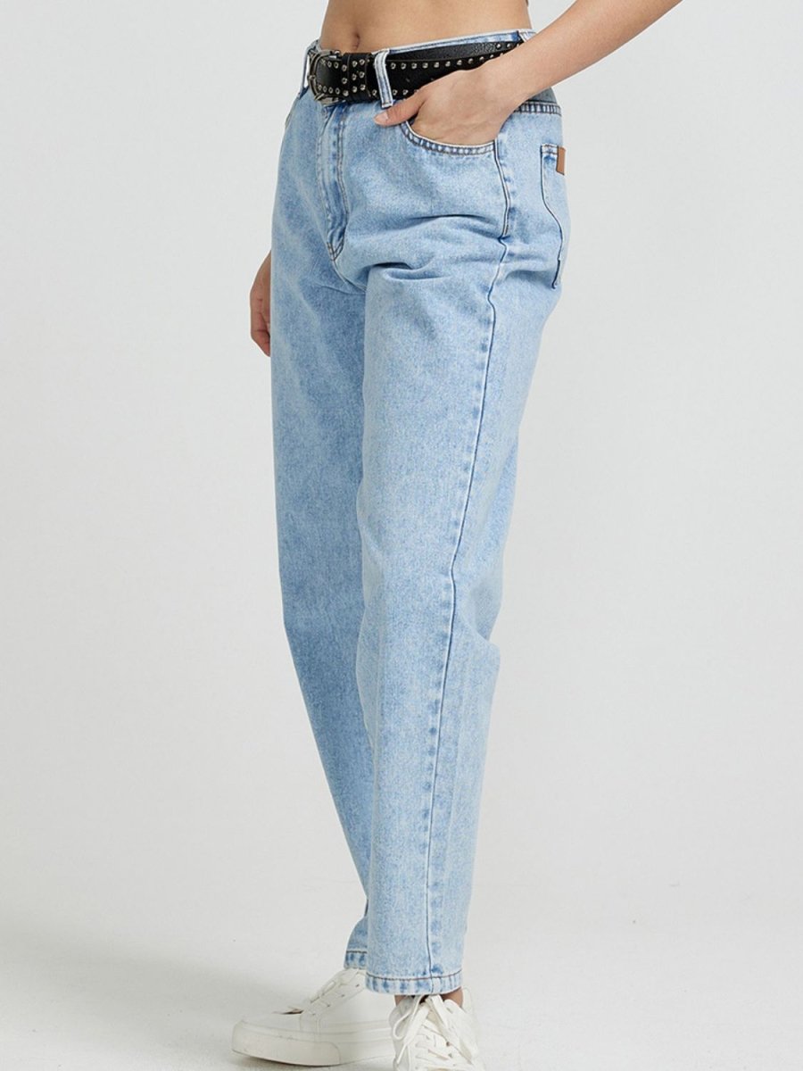 Pocketed Straight Leg Jeans - Bottoms