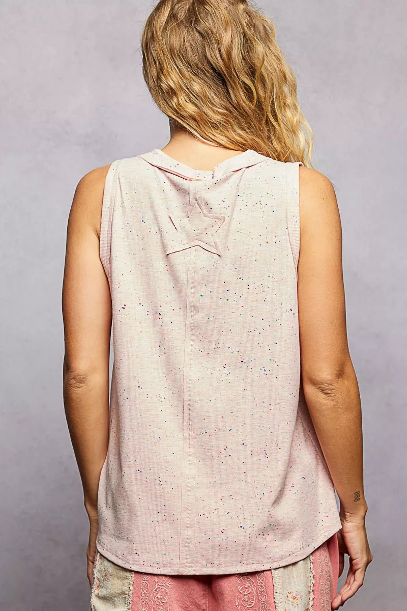 POL V - Neck Ribbed Tank with American Flag Patch and Star Back Patch - 