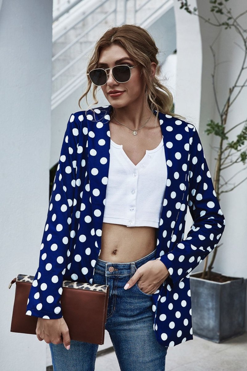 Polka Dot Long Sleeve Blazer - Blazer Suit