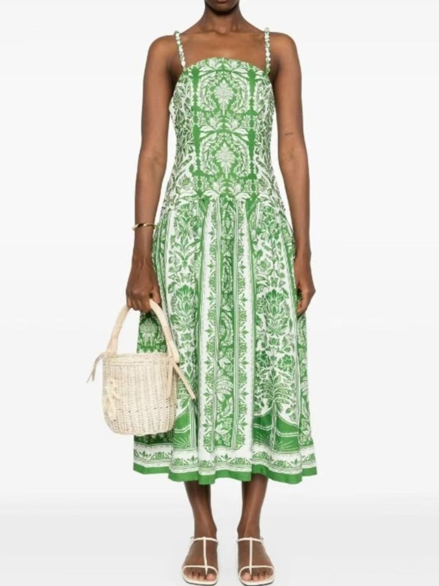 Printed A - Line Midi Cami Dress - 